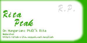 rita ptak business card